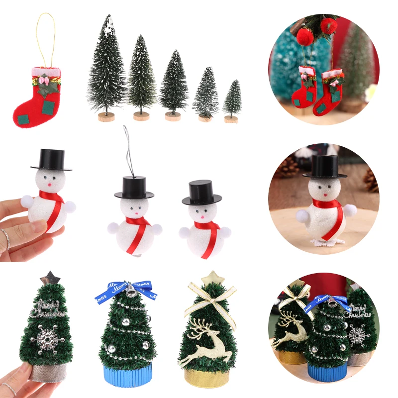 

1:12 Dollhouse Miniature Christmas Tree Snowman Mini Doll House Christmas Scene Decor Accessories Home Ornament Micro Landscape