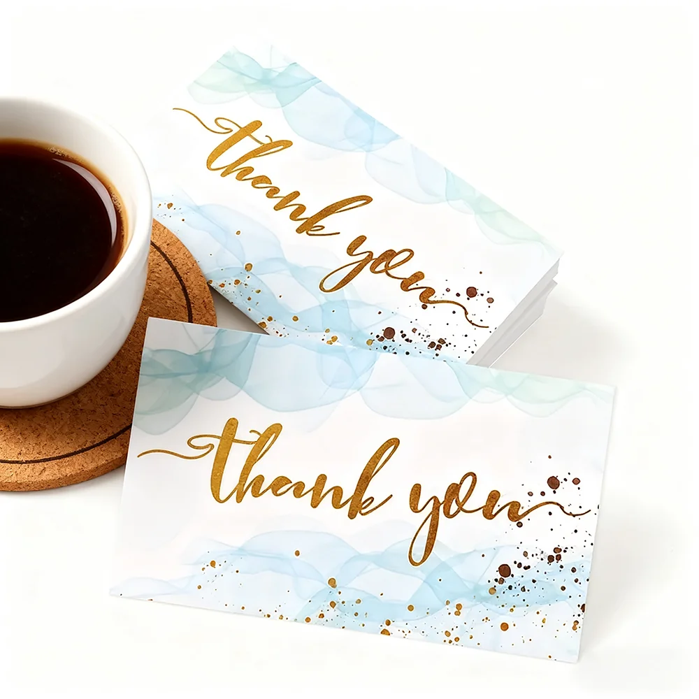 Premium Thank You Greeting Cards Set - Elegant Packaging for Weddings, Festive Parties, and Business Invitations (50 pcs)