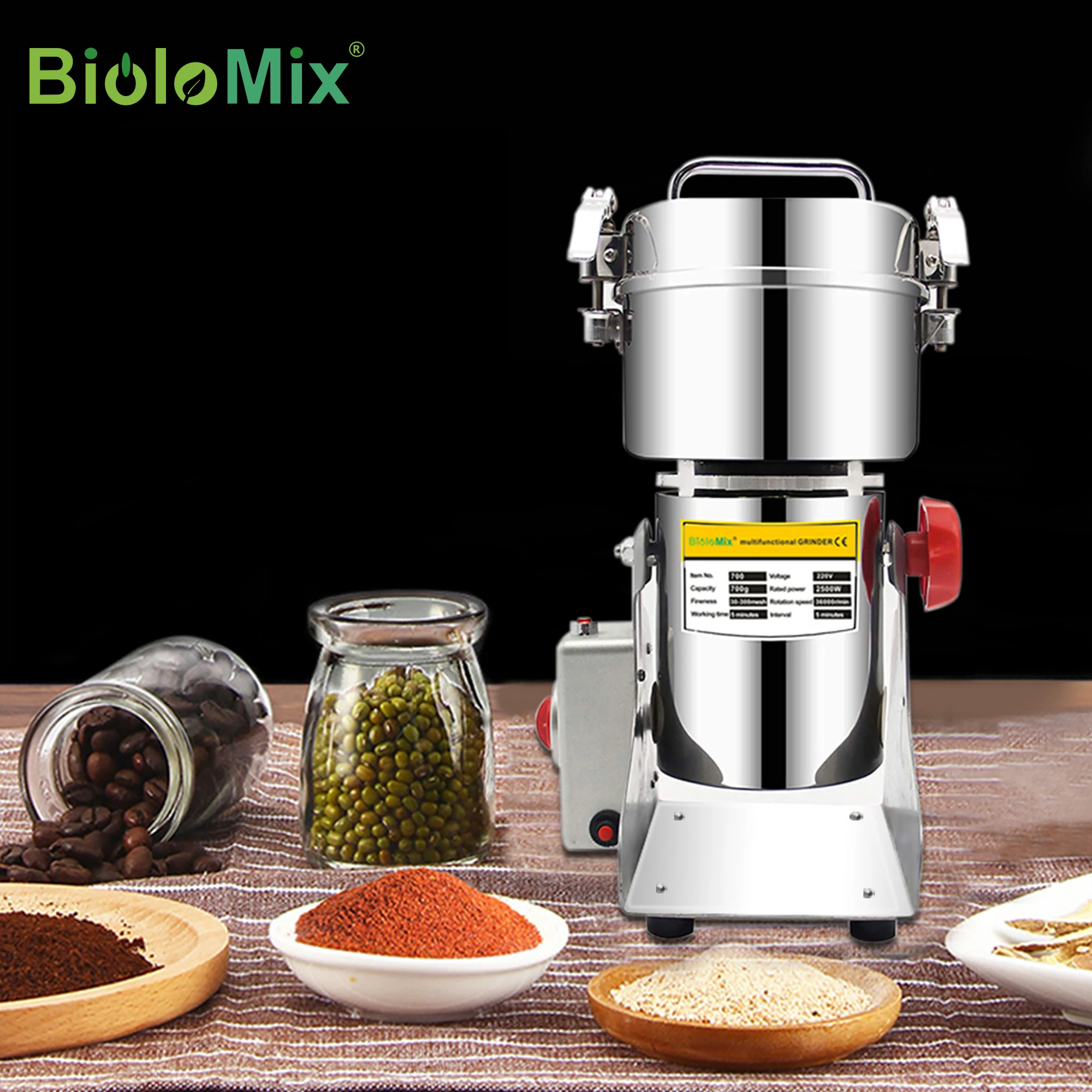 700g Swing Type Electric Grains Herbal Spices Powder,Dry Food Miller,High Speed,ELEKCHEF by Biolomix Display Coffee Grinder 2