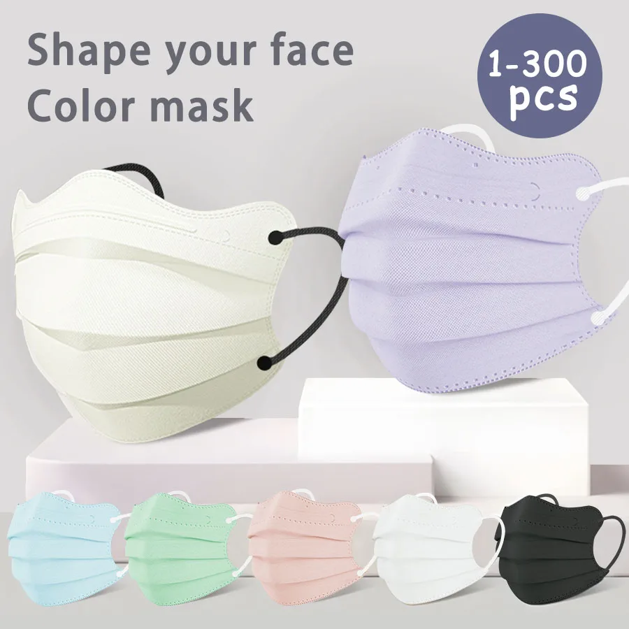 1 à 100 pièces ​ Masque facial jetable enveloppé individuellement 3 couches Morandi couleur protection anti-poussière visage couverture mode forme conception M