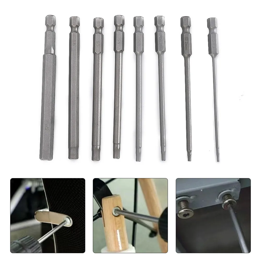 

8x Drill Bit Set Hex Head Wrench Screwdriver Socket 1/4"Shank Metric 100mm For Electric Drills Electric/hand Screwdrivers