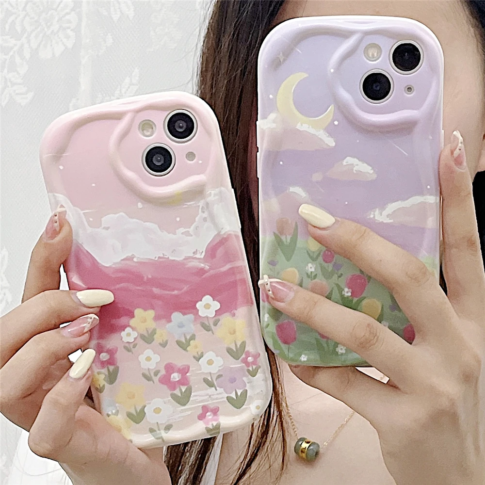 3D Wave Edge Cartoon Graffiti Colorful Soft Silicone Phone Case
