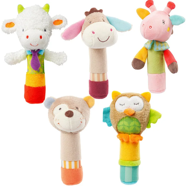 

Baby Ringing to Calm 1-2 year-old Newborn Baby Hand Shaker Doll Parent Child Plush Toy Animal BB Stick
