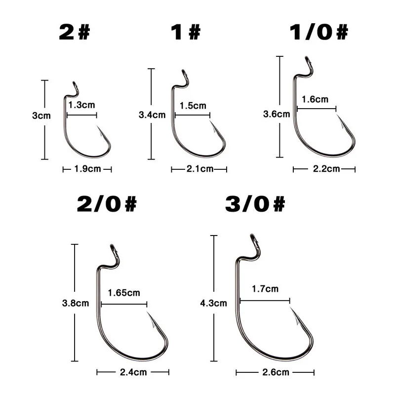 Small Crank Fishing Hook Set - Black Nickel, 50 Pieces