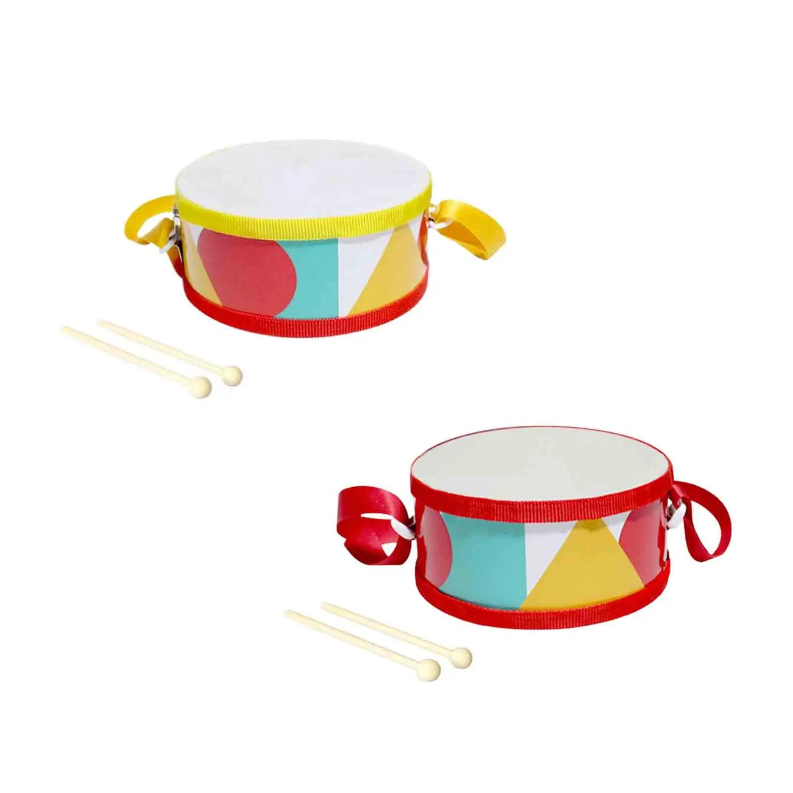 Montessori Toy Hand Drum Exercise Game with Strap Double Sided Drum Bass Drum Montessori Toy Hand Drum Exercise Game with Strap Double Sided Drum Bass Drum