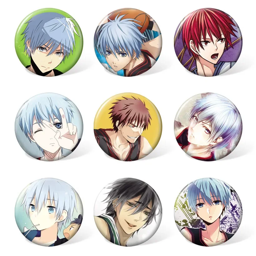 (9pcs/set ) Anime Kuroko's Basketball Kuroko Tetsuya Badge Costume Brooch Backpack or Bag Accessories
