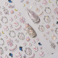 1 Sheet Nail Stickers High Quality Cute Flower Rabbit Cat Bowknot Design Adhesive Stickers wedding Nail Art Decoration T-4345 1