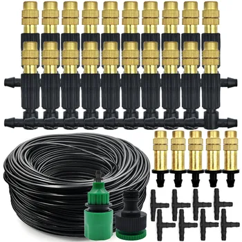 Système de refroidissement par brumisation extérieure, 15M-30M, arrosage de jardin, buses d'atomiseur en laiton de 1/4 pouces, tuyau de 4/7mm pour serre de Patio 1