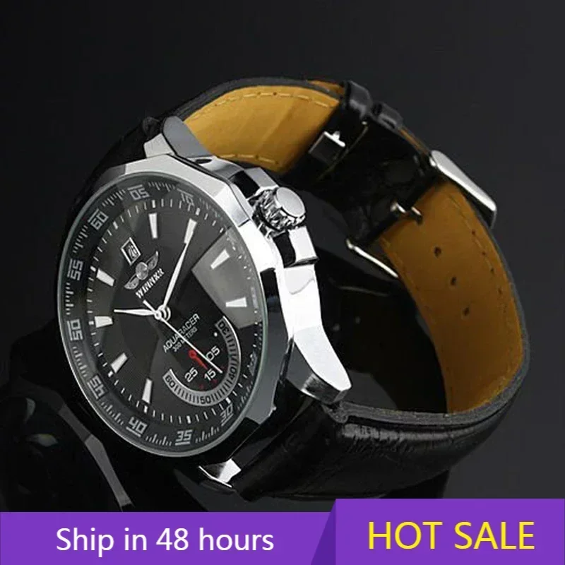 

Relogio Masculino Winner Watch Men Sports Watches Leather Strap Small Seconds Automatic Mechanical Wristwatches Men Best Gifts