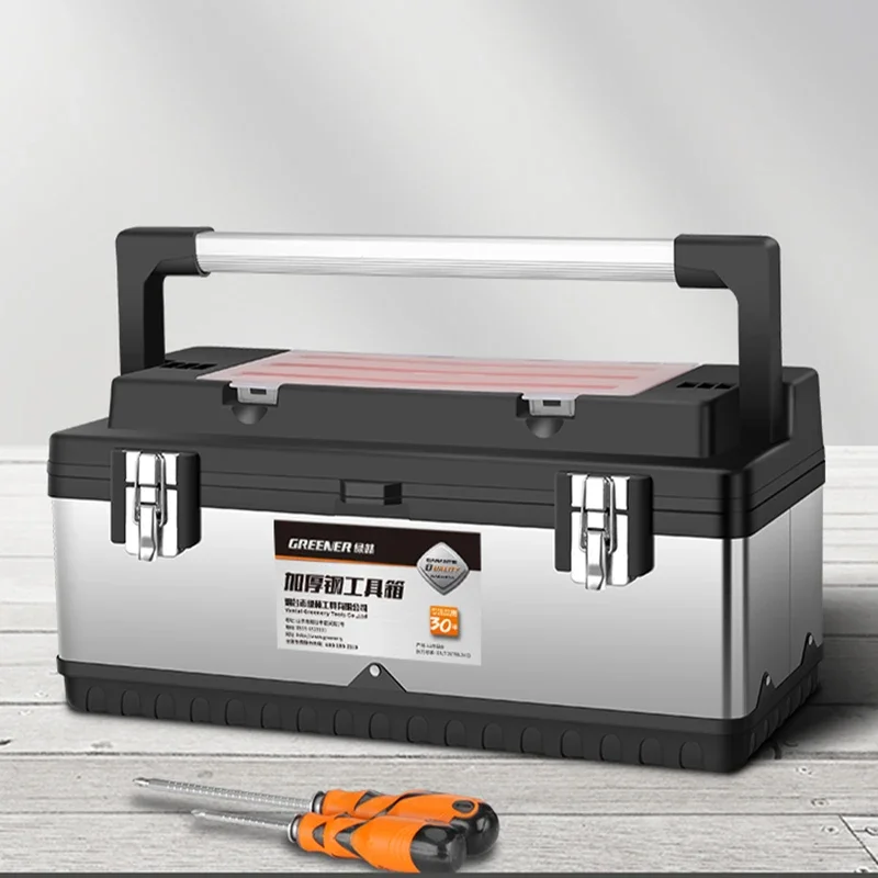 

Stainless Steel Tool Box Electrical Working Carpenters Storage Box Household Multi-functional Portable Large Capacity Tool Box
