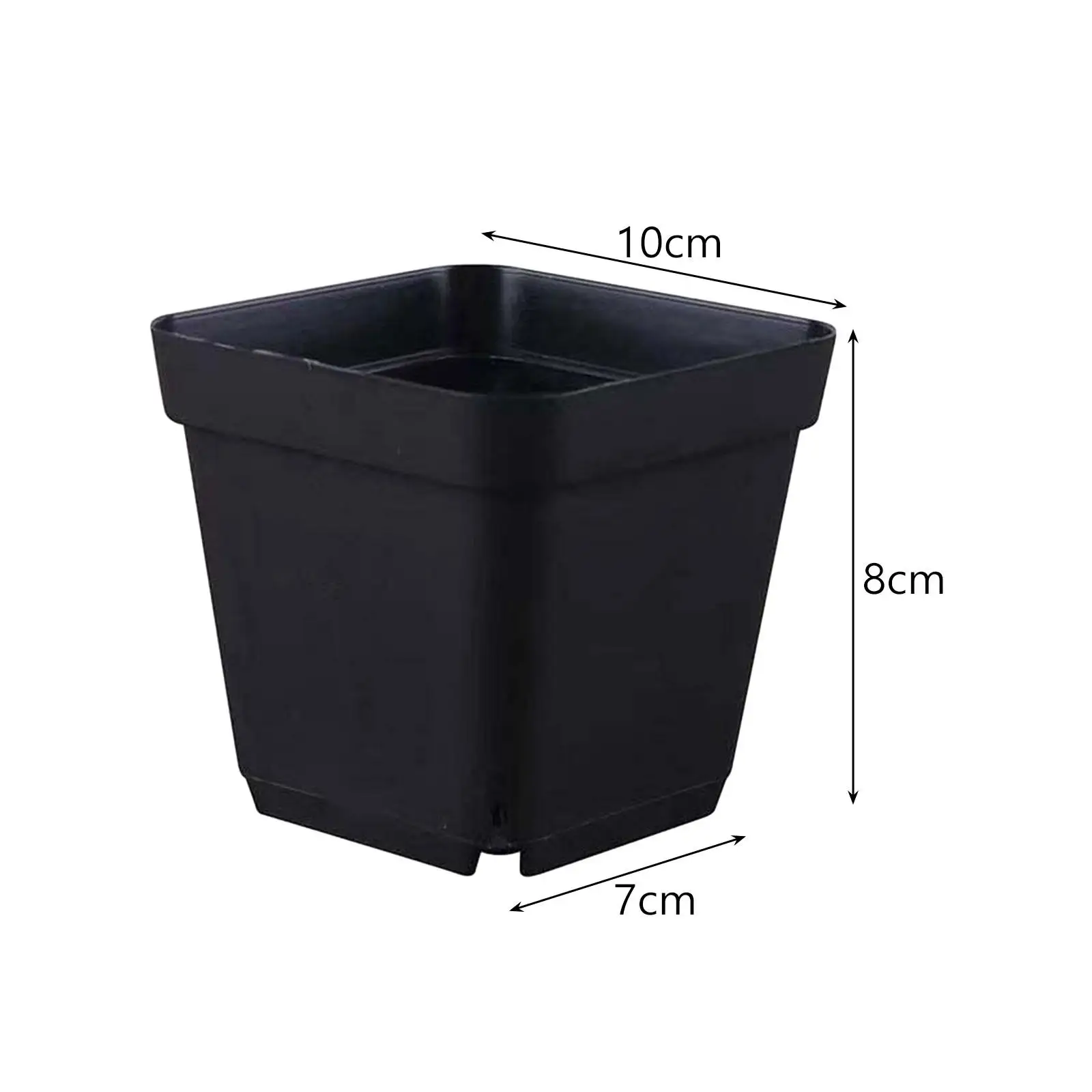Vaso da fiori quadrato in plastica nera per vivaio, vassoio Vaso da fiori quadrato in plastica nera per vivaio, vassoio