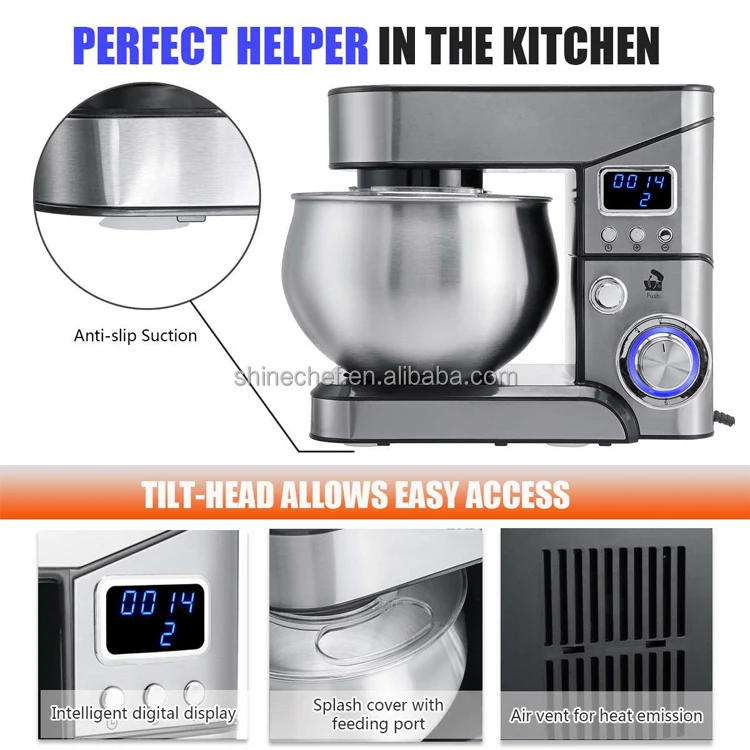 5L Electric Cake Dough Mixer Planetary Bakery Flour Mixer Digital Kitchen Stand Food Mixers