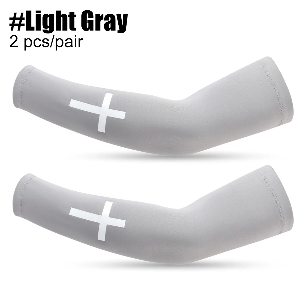 1 זוג כיסויי זרוע קירור UV צלב כיסויי זרוע דחיסה נוצריים לנוער כדורגל בייסבול וולייבול ספורט רכיבה עבודה