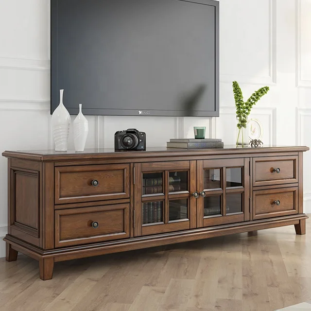 Modern TV Stand Entertainment Center Console Cabinet Stand W 2 Drawers/doors/shelf Brown