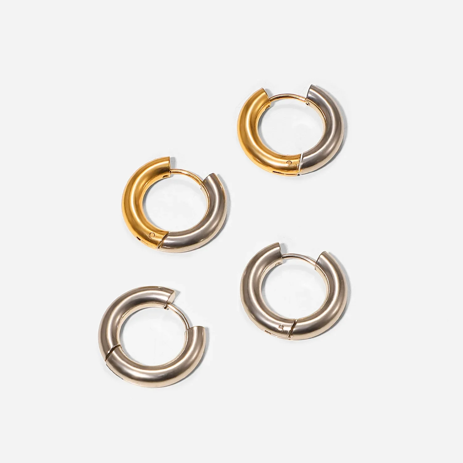 Korean Earring 4mm Hiphop Rock Geometric Round Stainless Steel Hoop Earrings Women Vintage Punk  Earclip Ear Loop Party Jewelry 5