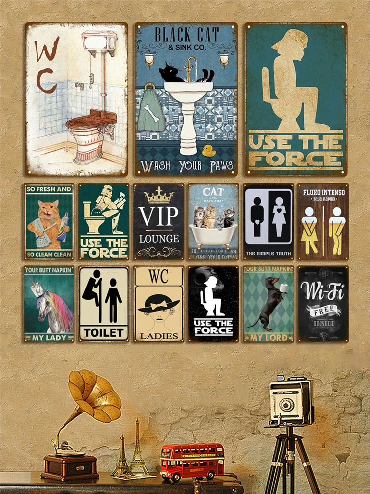 Mann Dame Lustiges WC-Schild Metall Poster Toilettenplatte Blechschild KTV Bar BBQ Shop Badezimmer Wanddekoration Wandbild Home Vintage Foto Pub – Detail 3