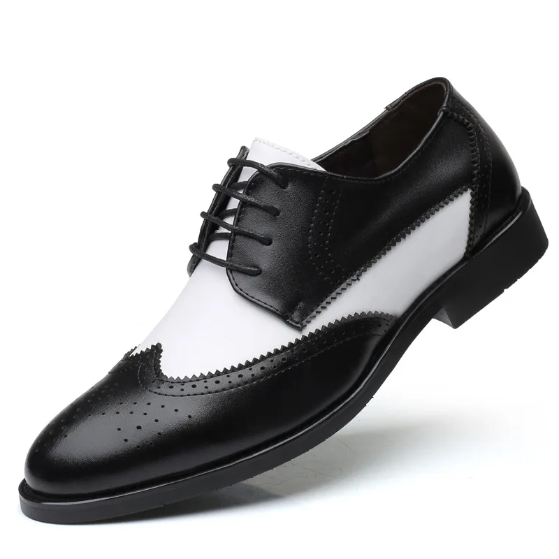 Men's Classic Retro Brogue Shoes Mens Lace-Up Leather Dress