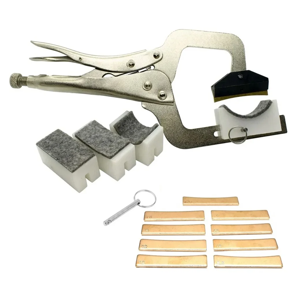 Jiayouy 手持ちフレットプレスツール Luthier フレットツール パッド入りPVCサポートコール4個 + 真鍮9個 7.25/9.5/10/12/14/15/16/17/20/ ラジアン 並行輸入品 ボーンシェイプカラビナブレスレット. -L- silver - sspj.0022