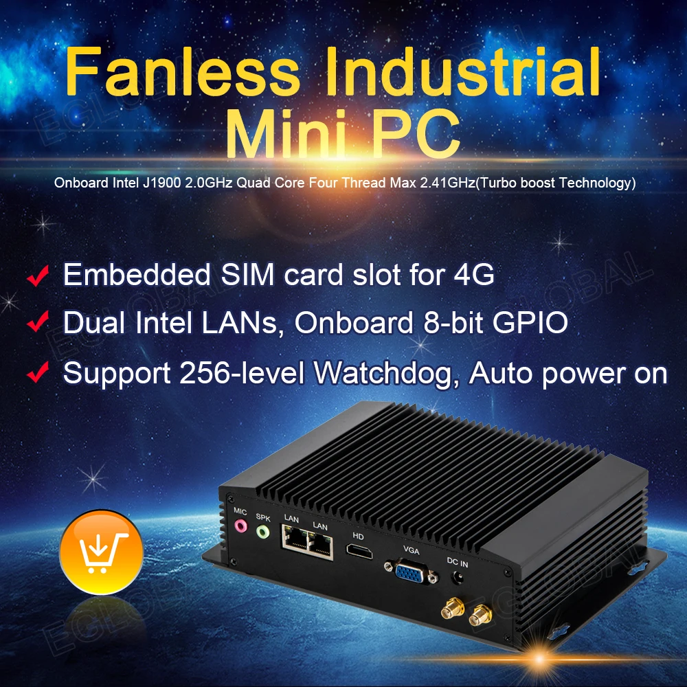 

Мини-ПК EGLOBAL с двумя LAN-разъемами, Intel Celeron N3520, USB, Wi-Fi, HDMI, VGA