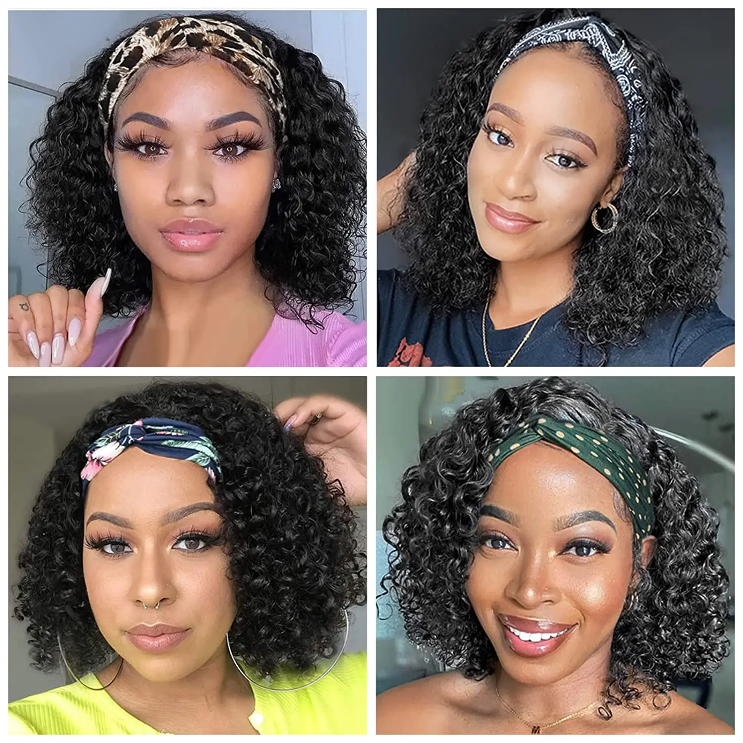 Deep Wave Headband Wigs For Women Curly Headband Wigs Natural Black Wet and  Wavy Glueless Brazilian Human Hair Wig With Headband| | - AliExpress