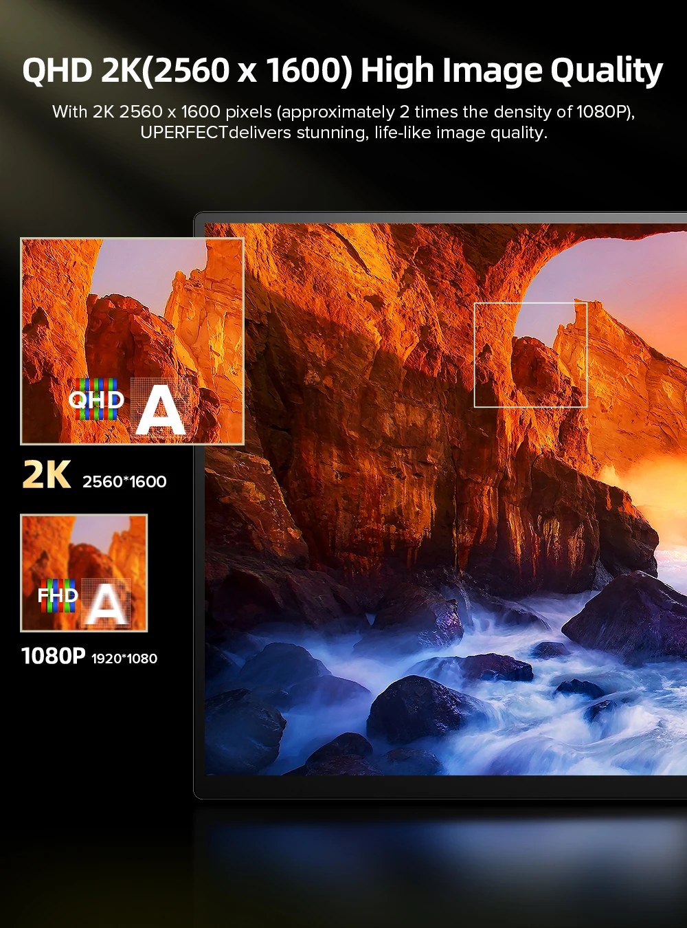 EVICIV-16 ġ 2K ޴ , 2560X1600 16:10 100% sRGB 500Cd/m ÷  ȭ Ʈ Mac ȭ Xbox PS4/5