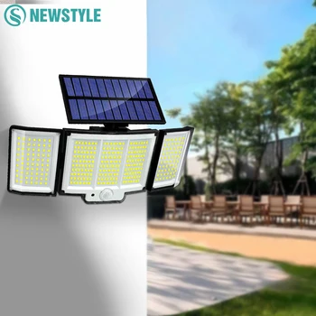 Luci solari per esterni 348LED 3 teste luci di inondazione di sicurezza a energia solare impermeabili sensore di movimento luci esterne per giardino 1