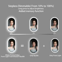 3 Sizes Oval LED Bathroom Mirror Dimmable 3 Colors Light Smart Anti Fog Wall Mounted Vanity Mirror Plug/Hardwire Install - Image 6