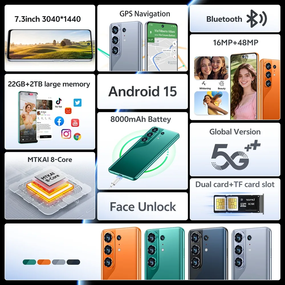 Nuova Cover Protettiva in Silicone per Smartphone 15T Pro 22GB+2TB, Custodia Originale 7.3HD per Telefoni Cellulari Android 5G - immagine 2