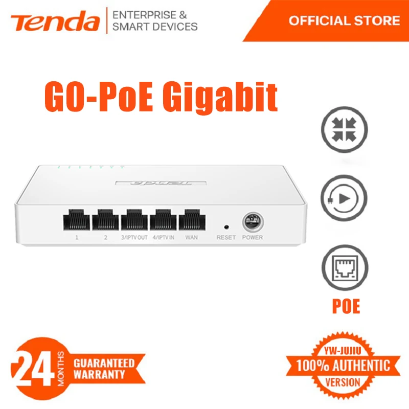 Tenda G0-PoE v2.0 is a three-in-one 1000M PoE router that integrates controller, PoE switch and router