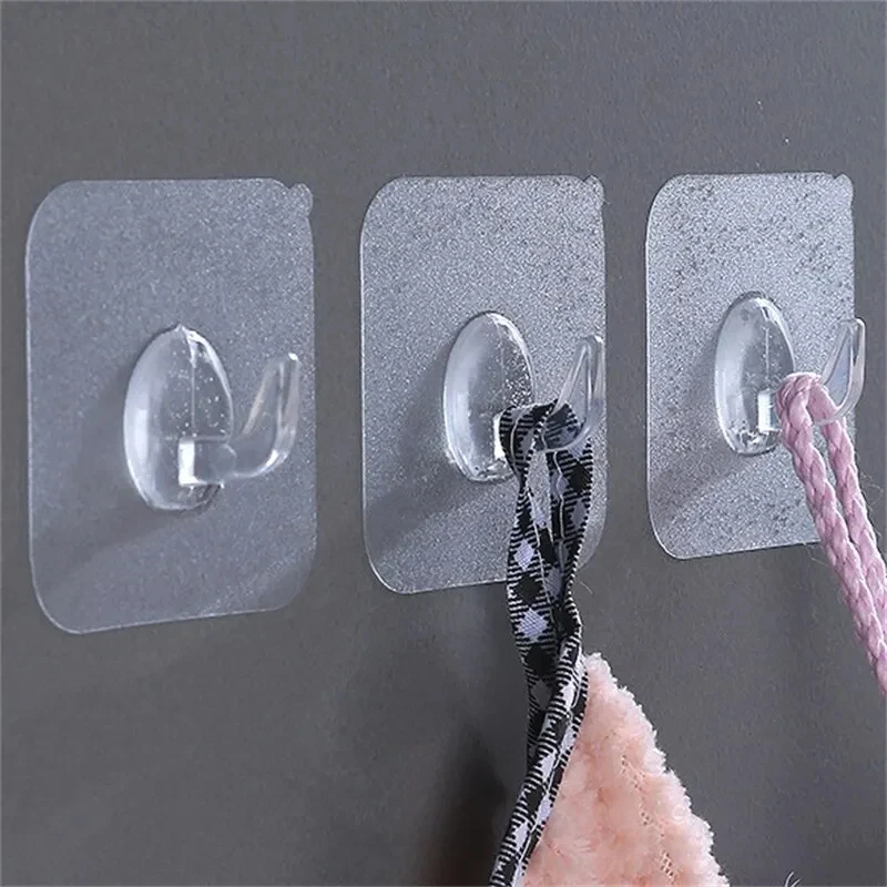 30PCS Wall Hooks Transparent Strong Self Adhesive Key Towel Door Wall Hanger Hanging Kitchen Bathroom Accessories Hooks self adhesive hook