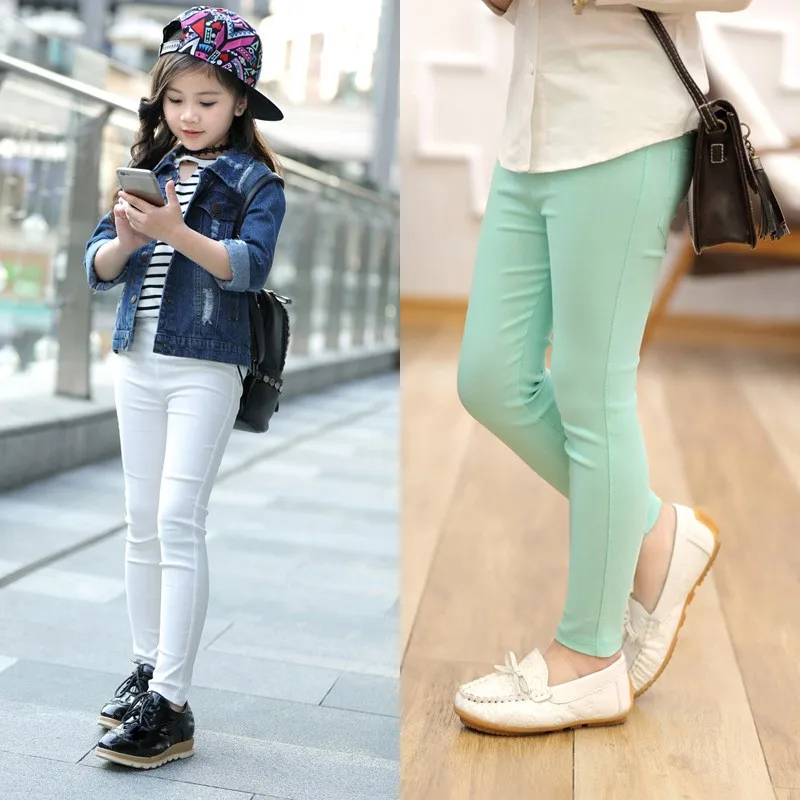 3-9Y Candy Color Kids Leggings Sport Running Pencil Pants Elastic Waist Kids Girls Leggings Spring Autumn Thin Stretchy Trousers