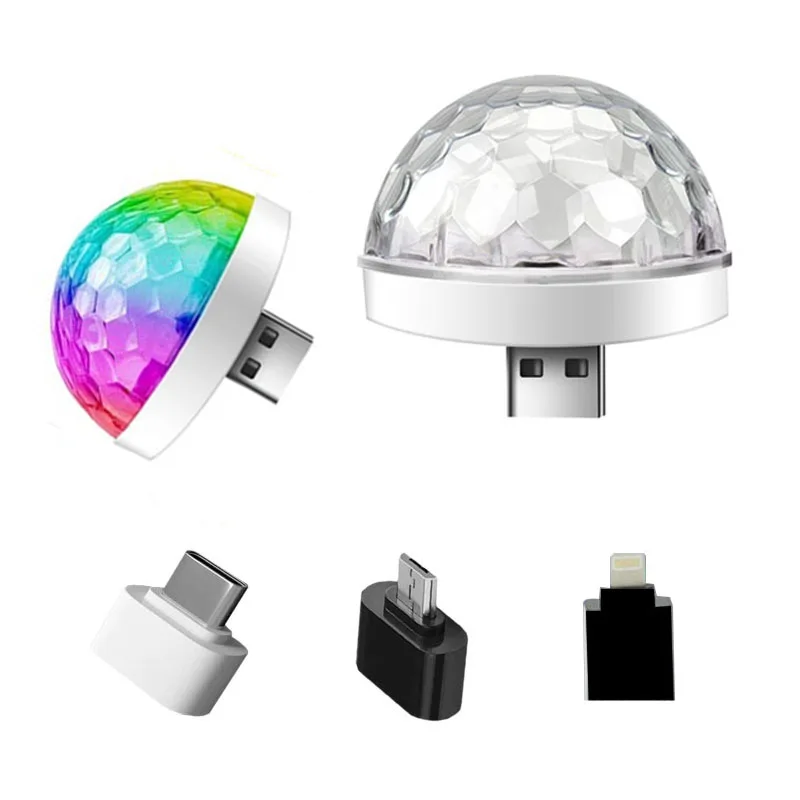 Phone Party Stage Atmosphere Light USB RGB Lamp Magic Ball Music Voice Control 