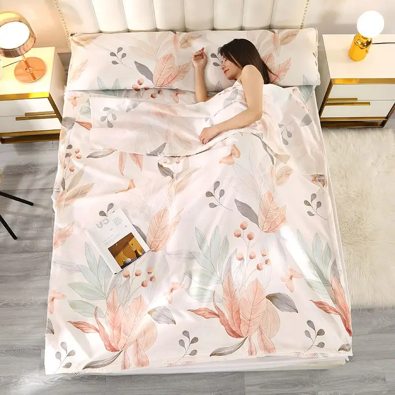 100% Cotton Anti-dirty Hotel Sleeping Bag Single Double Travel Soft Bed Sheet Portable Travel Adult Sleeping Bag 2