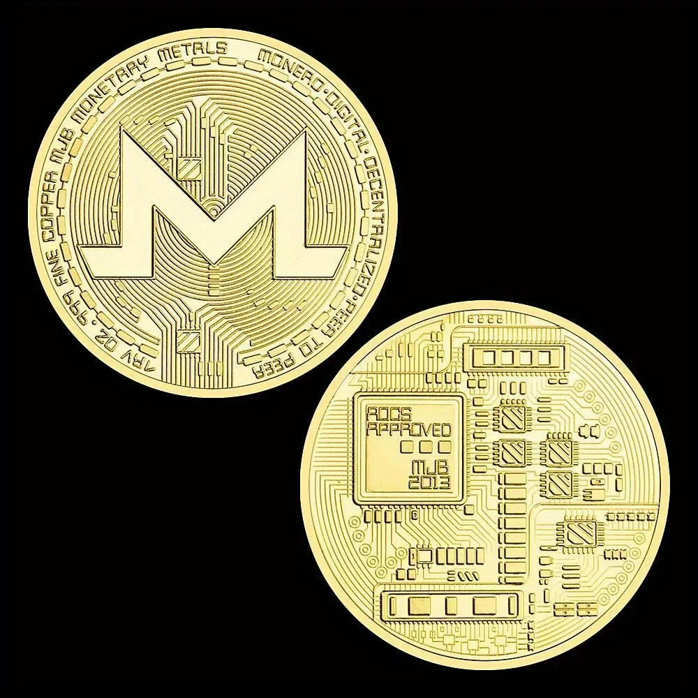Golden Plated Monero Commemorative Souvenir Coin - Cryptocurrency Collector's Item