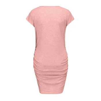 Summer Maternity Cartoon Baby Funny Print Dress, Casual Stretchy Short Sleeve Crew Neck Slim Fit Bodycon Long T-shirts 6