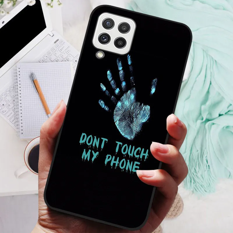 Black Silicone Soft Case with Lion and Wolf Design - Protective Shell for Samsung Galaxy A22/A22s 5G