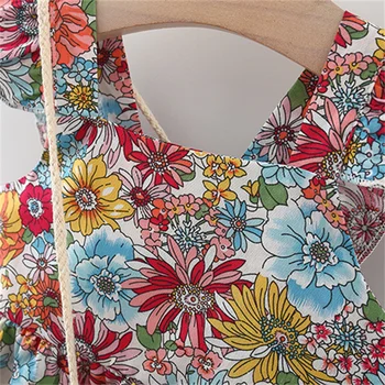 Summer 2-Piece Baby Dress+Woven Bag Girl'S Summer Clothes Baby Dress 0-3 Year Old Floral Beach Children'S Clothing 4