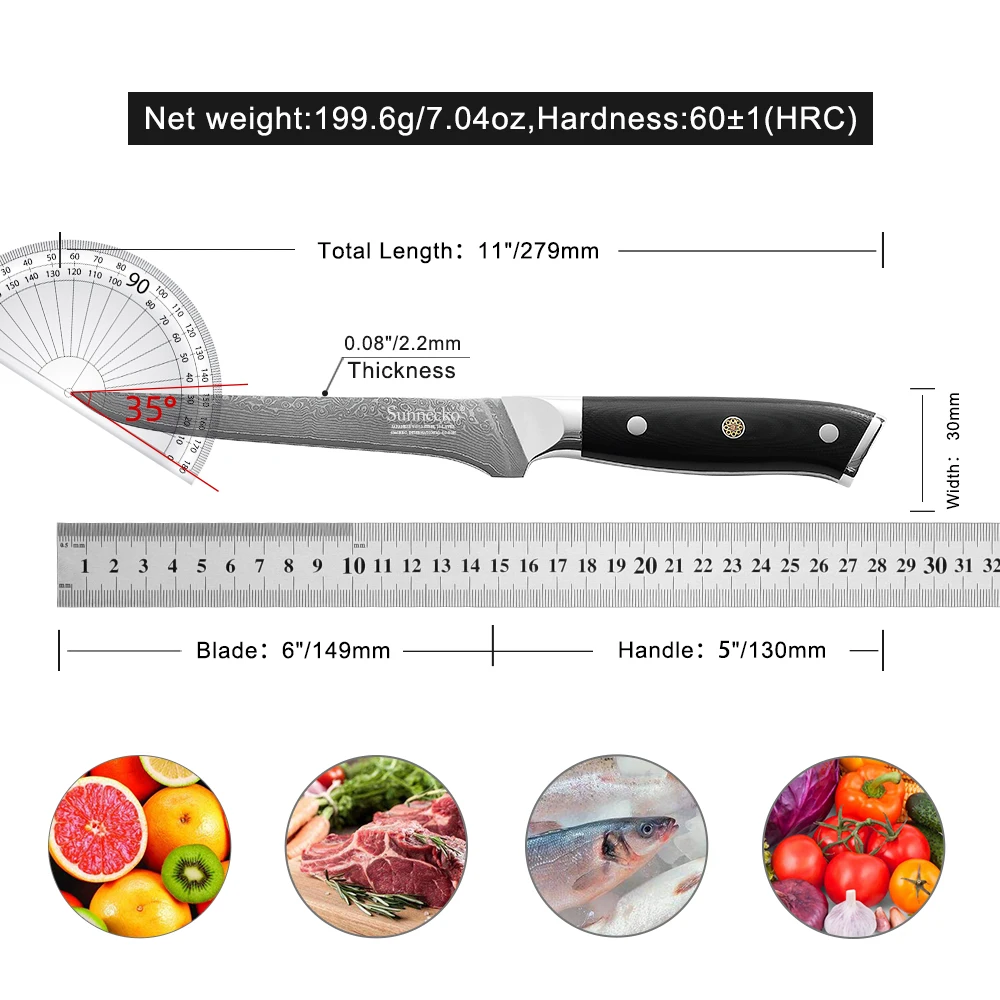 Classic 6" Inch Boning Fillet Knife Ultra Sharp Bone Slicing Knife 4