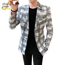 

Blazers 2022 Spring Autumn New Fashion Suits / Men's Casual Business Plaid Suit Jacket Coat