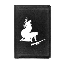 

High Quality Funny Elk Hunter Printing Leather Passport Cover Men Women Holder ID Credit Card Travel Accessories Passport Case