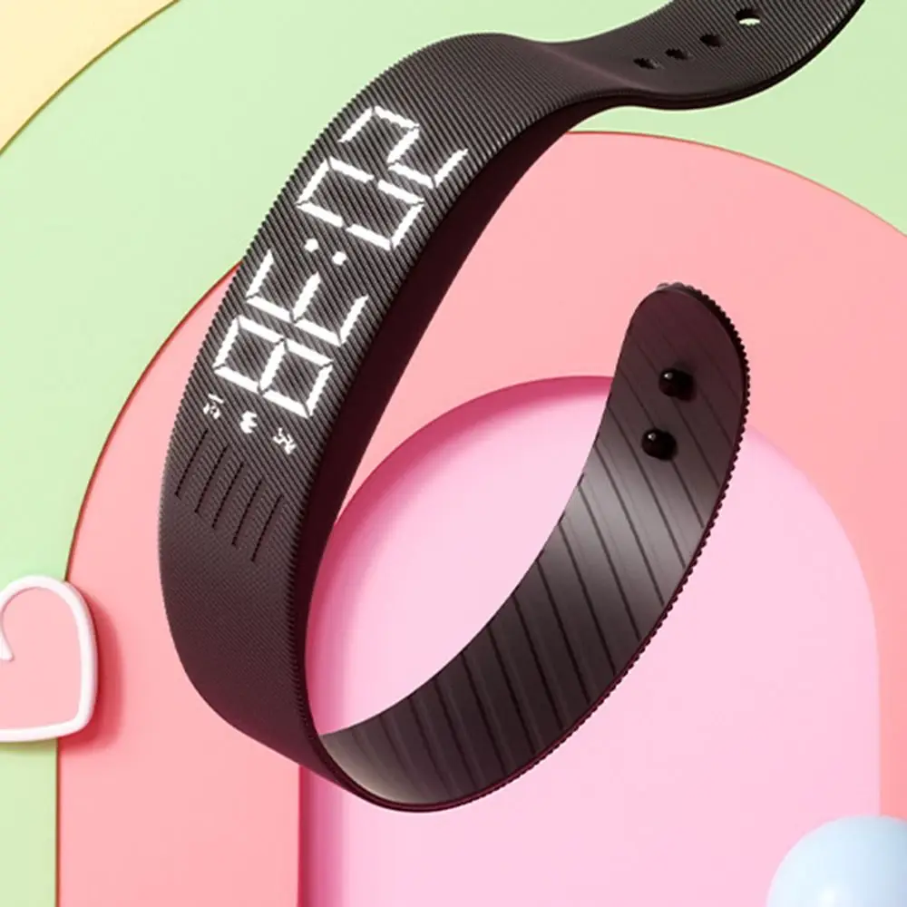 LED 디지털 알람 시계 방수 조절 가능한 피트니스 손목밴드 스누즈 방지 러닝 만보계 알람 팔찌