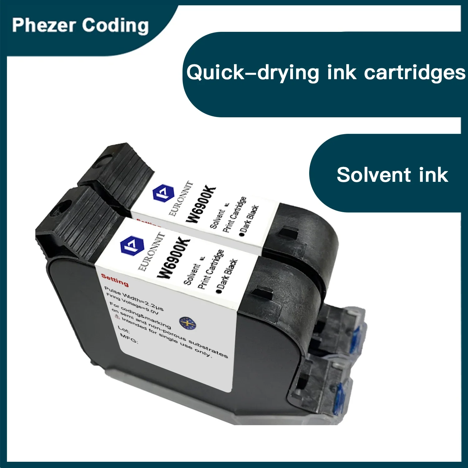 Phezer Handheld Online Inkjet Printer Cartucho Quick Dry Black Peças Originais Office Use a Level 12.7 mm Ink 10 Pcs