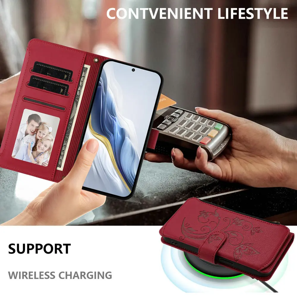 Crossbody 5-Card Zipper Leather Phone Case