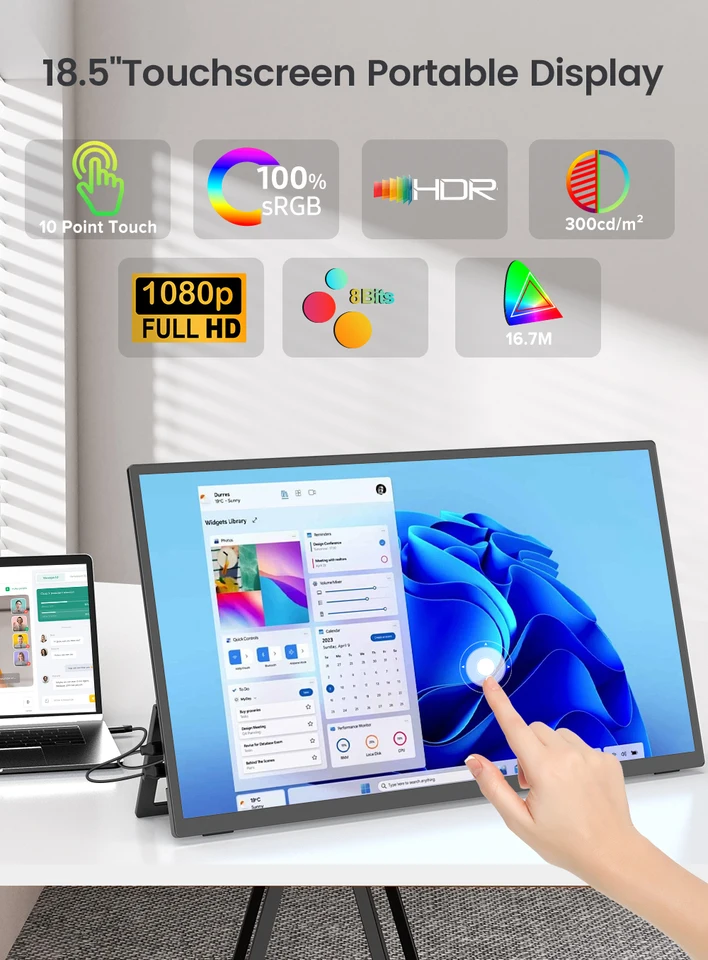 EVICIV Portable Monitor Touchscreen 18.5 Inch 120Hz 1080P FHD