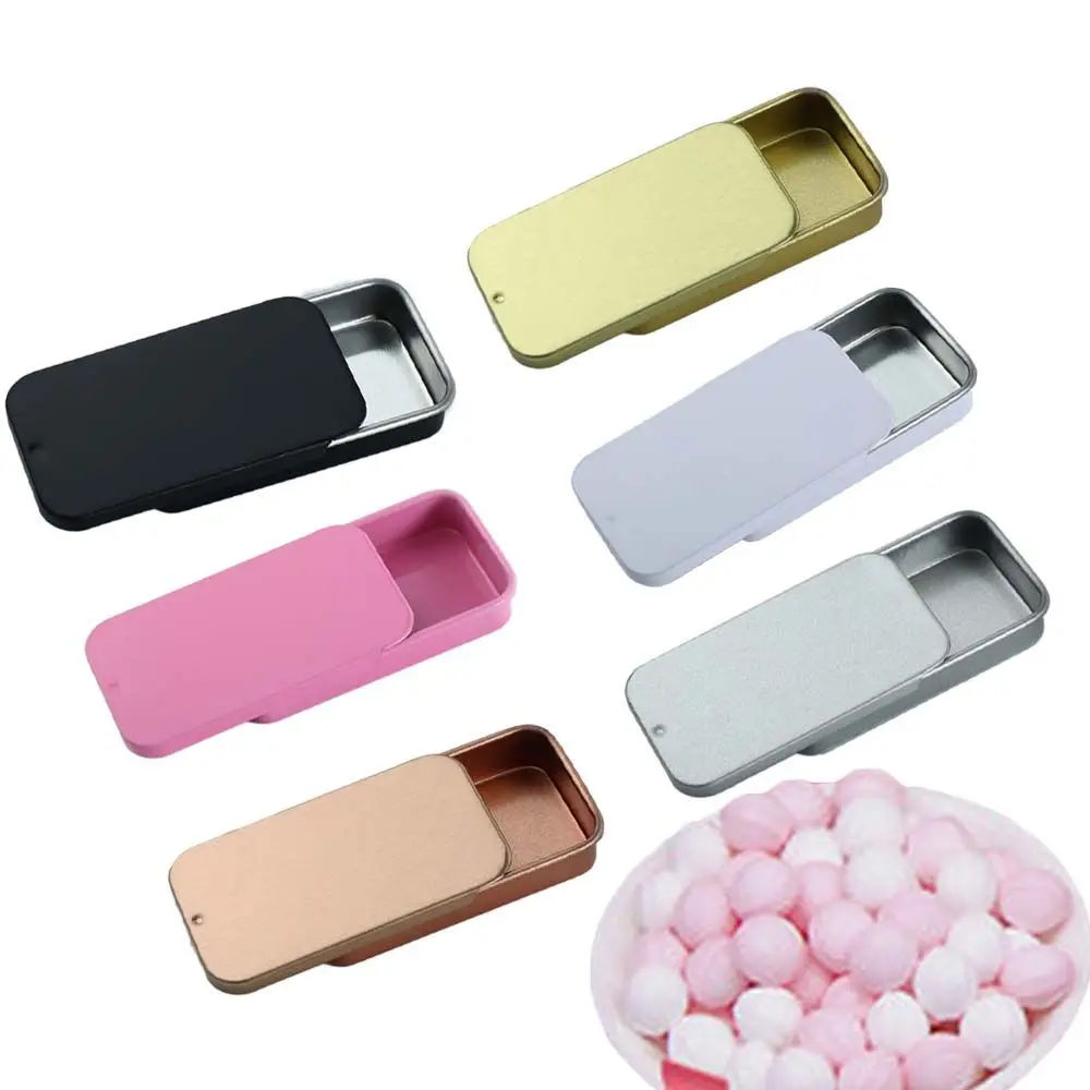 

Rectangular Jewelry Empty Tins Candy Case Solid Perfume Mini Eyebrow Soap Box Mini Iron Box Home Organizer Tinplate Push Case