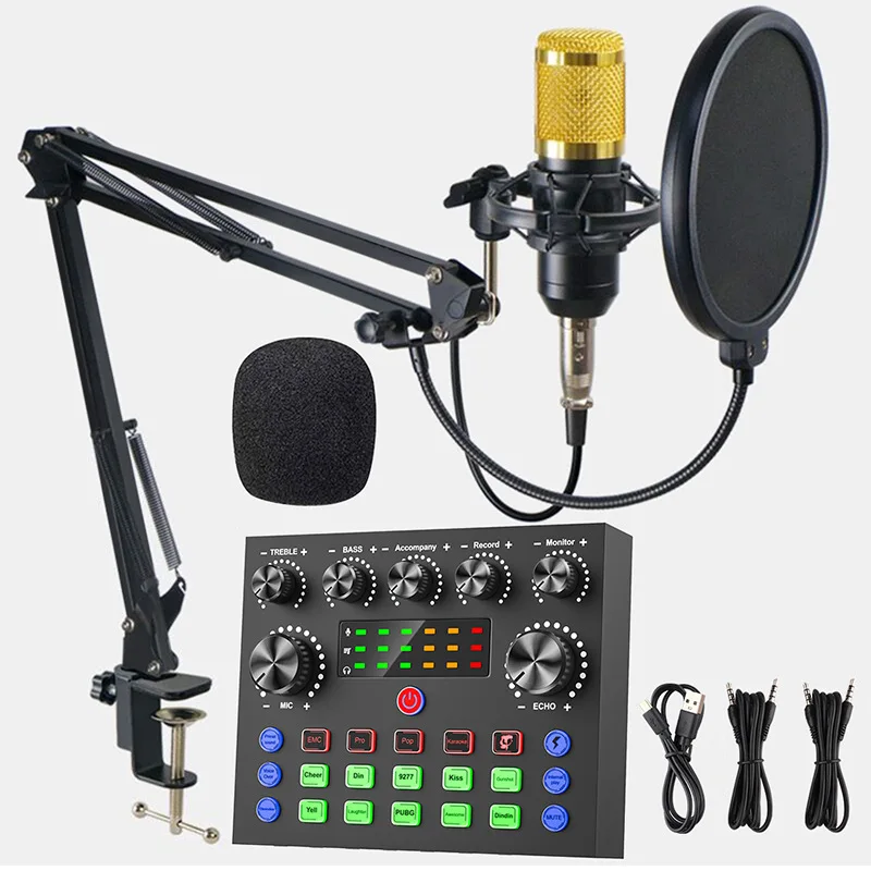 V8S Live Streaming for PC Computer IPhone Broadcasting Sound Card with 10 Sound Effects,3 Inputs, Mic Input Portable Audio Devic