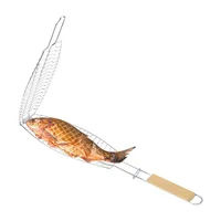 Grillades de poisson pour barbecue, panier à légumes, poignée pliante, antiadhésif, ustensiles de cuisine en plein air, grillades en maille 2