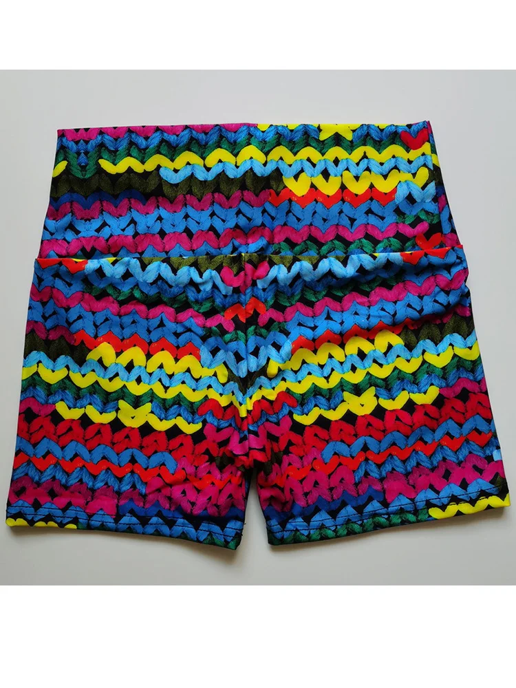 Colorful Wool Printing Summer Shorts Women High Waist Push Up Leggins Workout Tights Gym Sport Fitness Ladies Outfits