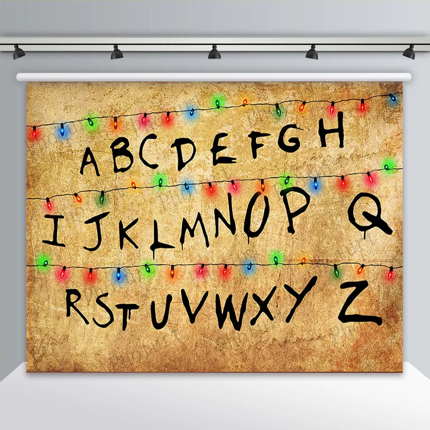 thumbnail image 1 of PHOTURT Stranger Things Party Backdrop Birthday Christmas Decoration Background Lights Alphabet Vinyl Photography Booth Props, 1 of 5
