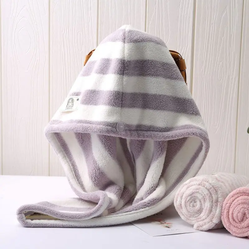 

Coral velvet women's dry hair cap, long hair, quick dry, suction shower cap,